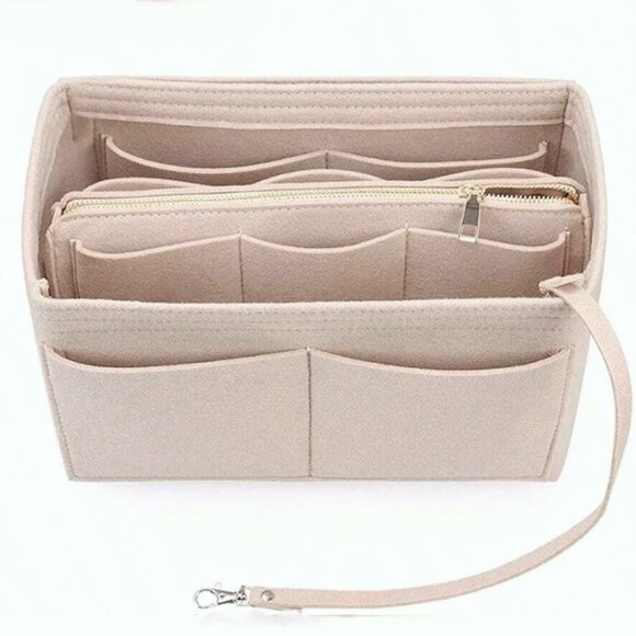 Felt Purse Organizer Insert - Handbag Tote Shaper, Fits Speedy 30 Beige - Picture 1 of 8